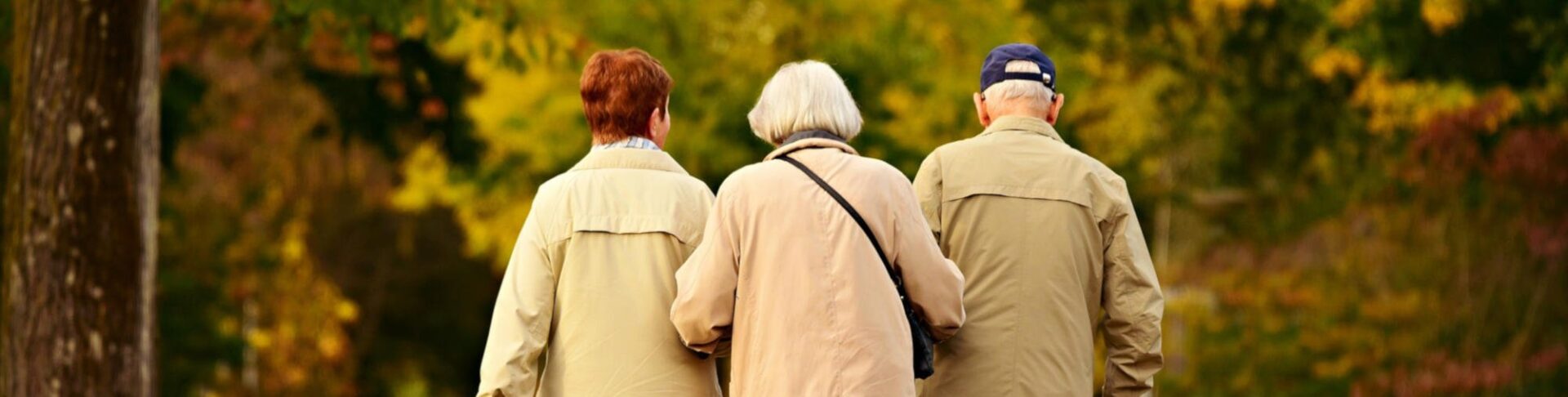 Three older people walking