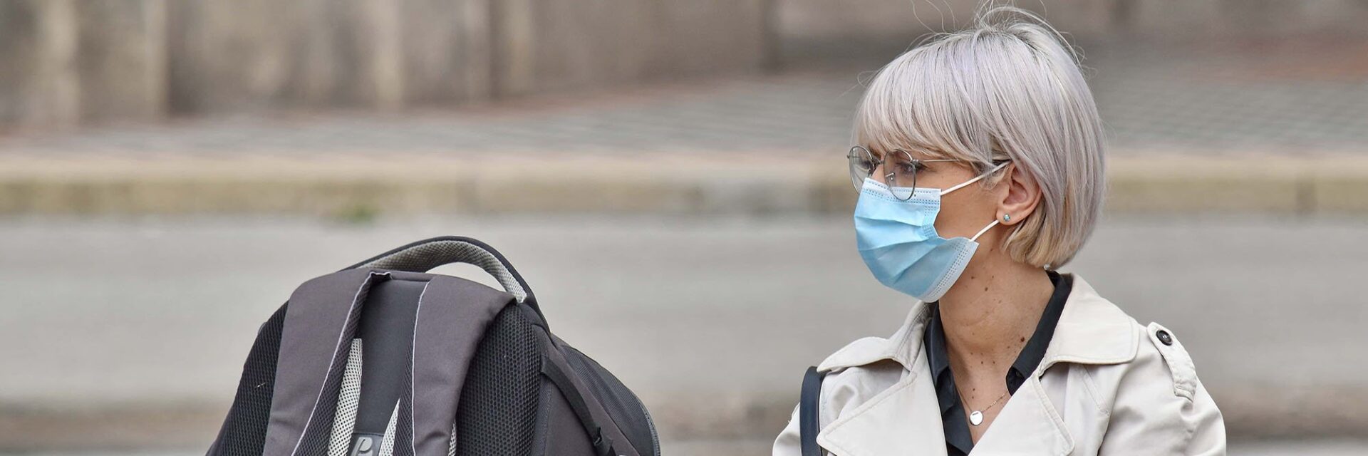 Woman wearing face mask