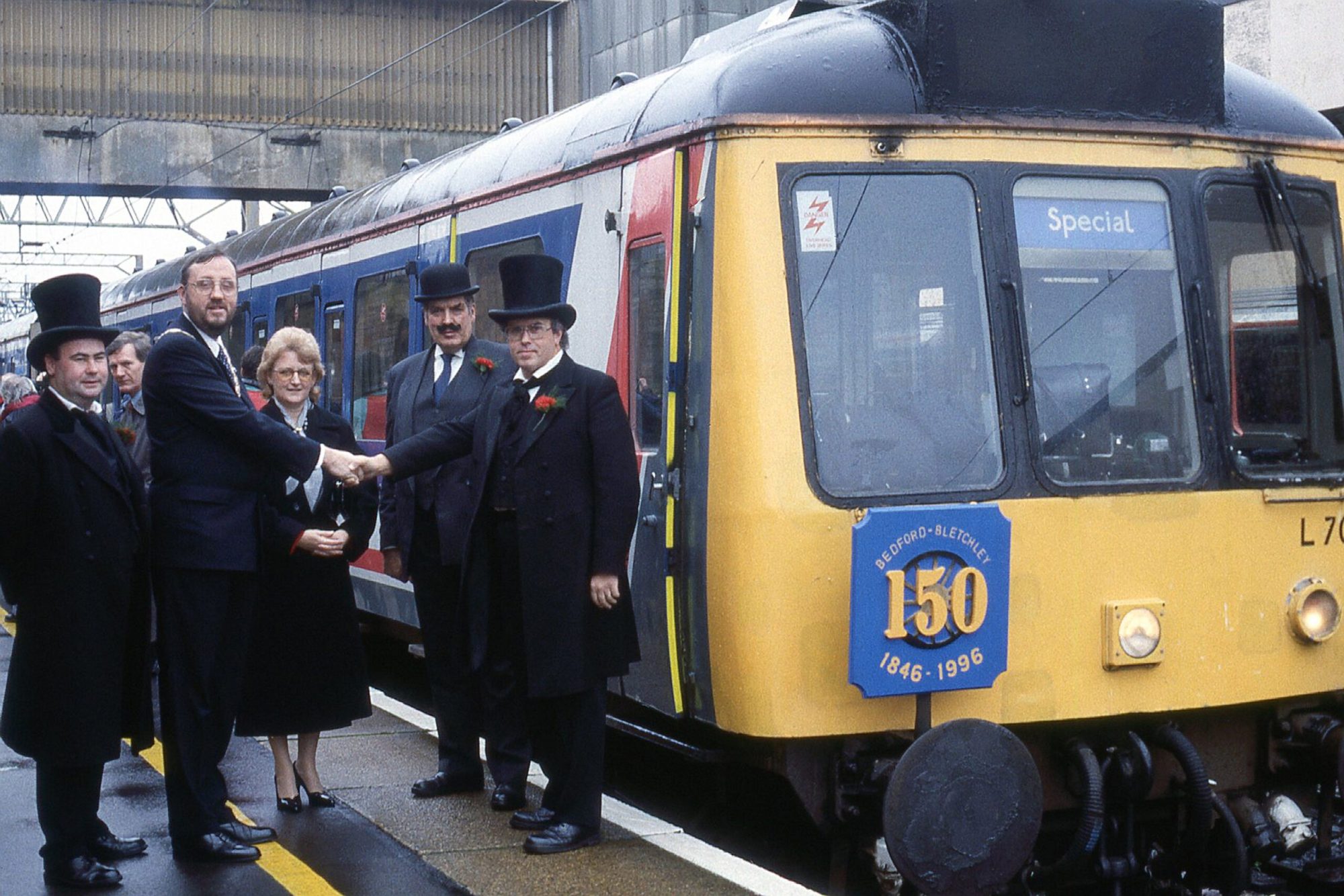 Photo of people and train in Marston Vale 150th anniversary